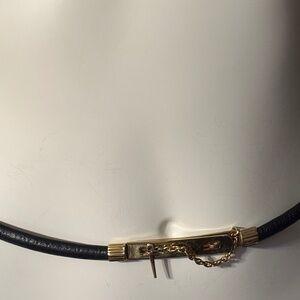 Women’s Black Leather Belt Adjustable with Gold Tone Closure